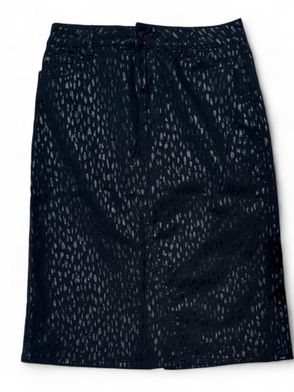 Women's Black Patterned Pencil Skirt